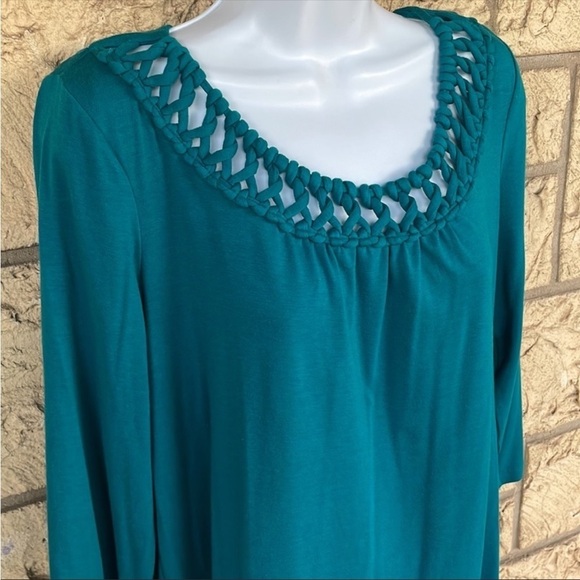 Turquoise Tunic Top Flowy Flow Size Large Casual Career work Blouse - Picture 10 of 12